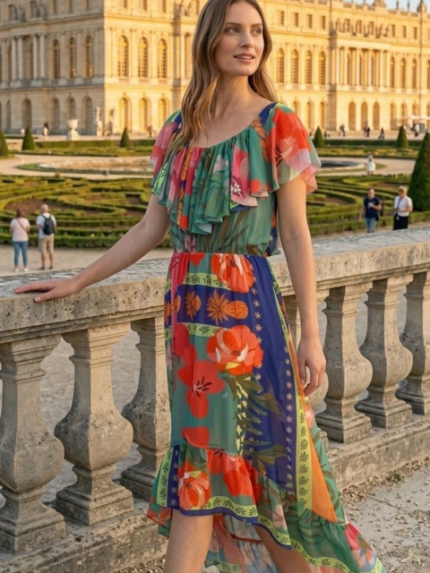 Vestido Midi Estampado Teodoro Salazar
